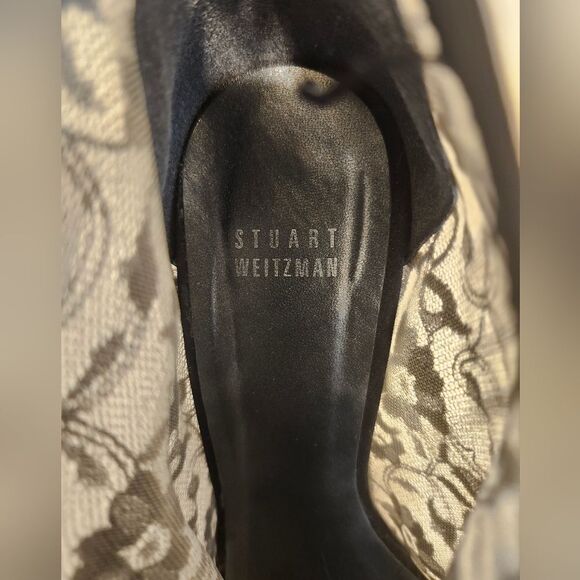 Stuart Weitzman Black Mesh/Lace Peep Toe Lace Up Ankle Boots sz.8 Ret.$495 - Picture 6 of 11